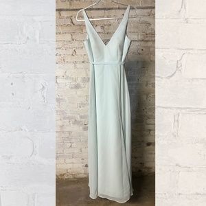 powder light blue chiffon simple v-neck bridesmaid dress [size 10]
